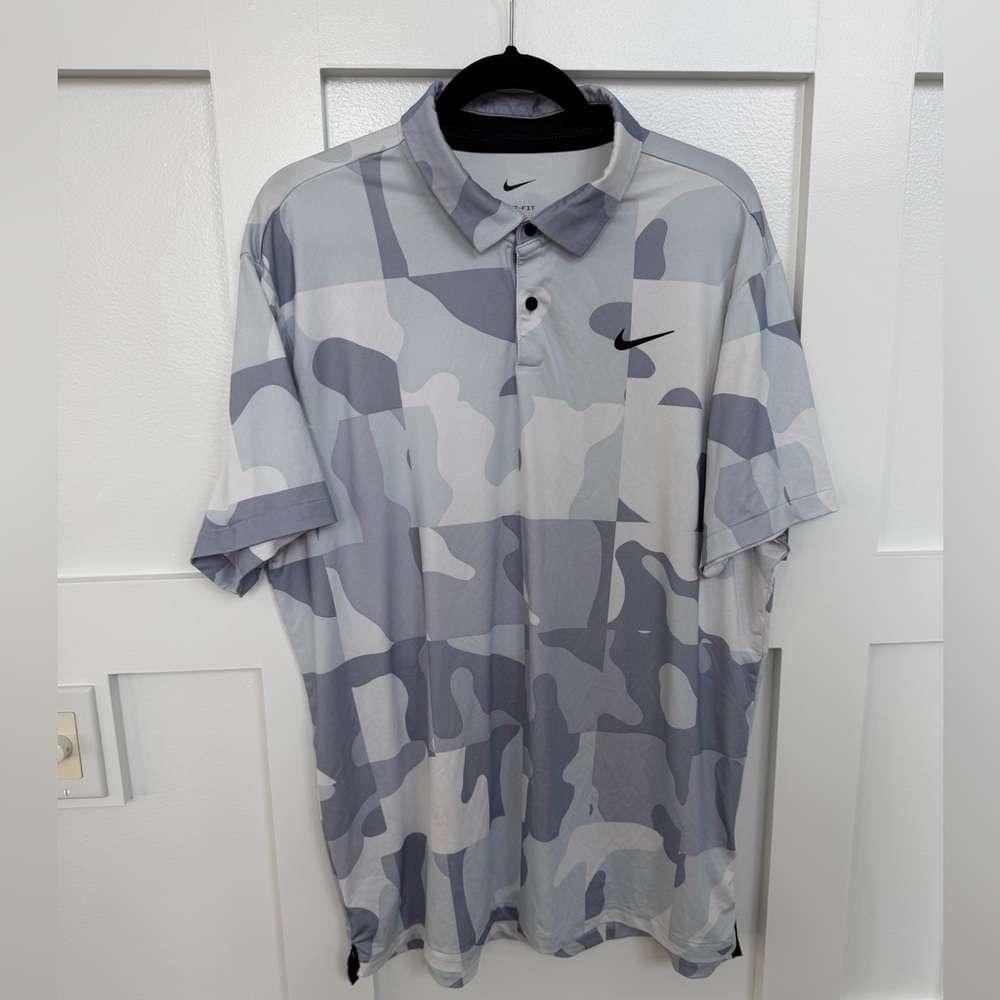 Nike Men's Camouflage Polo Shirt | Grey & White